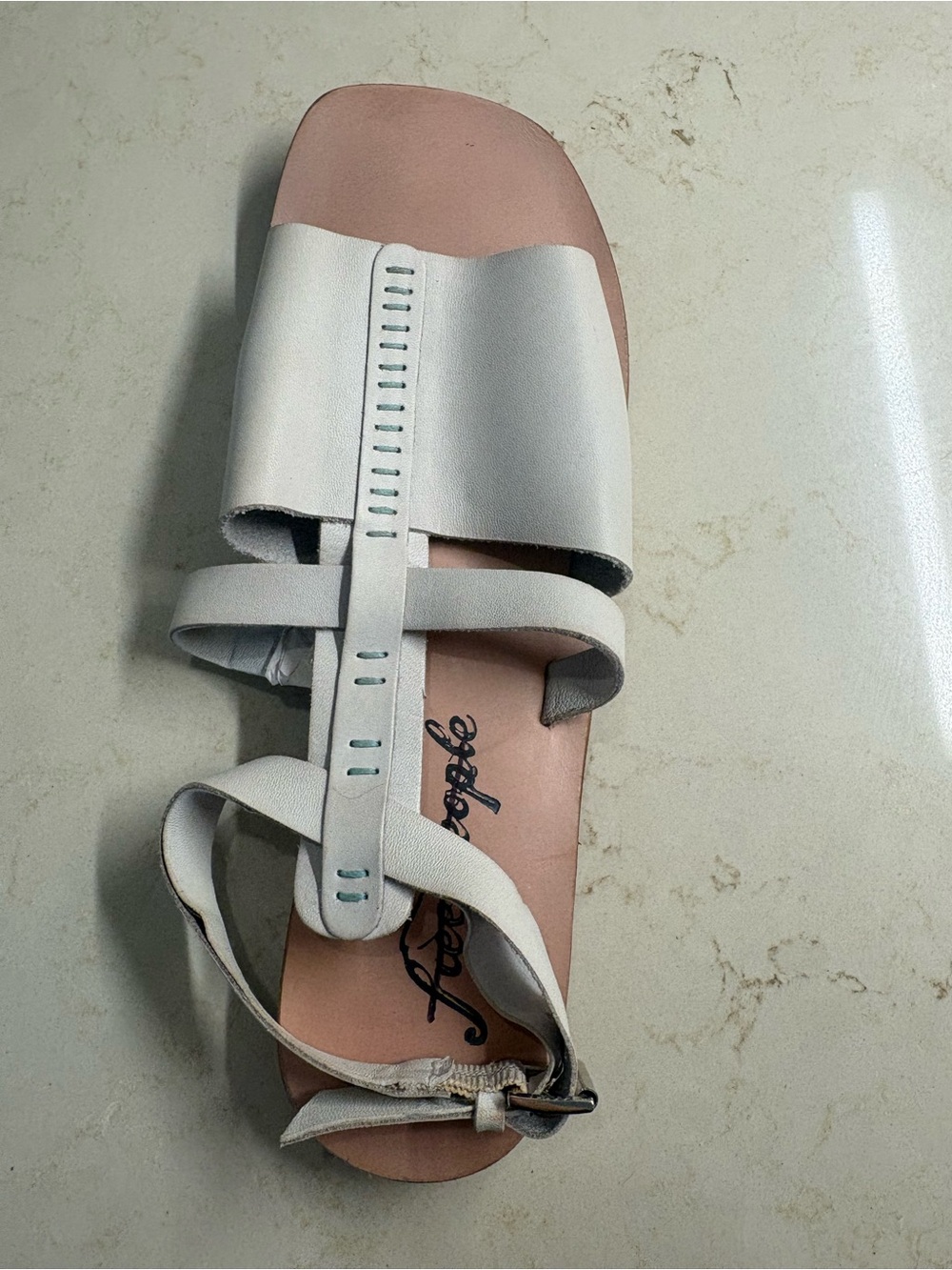 Free People White Strappy Flat Sandals